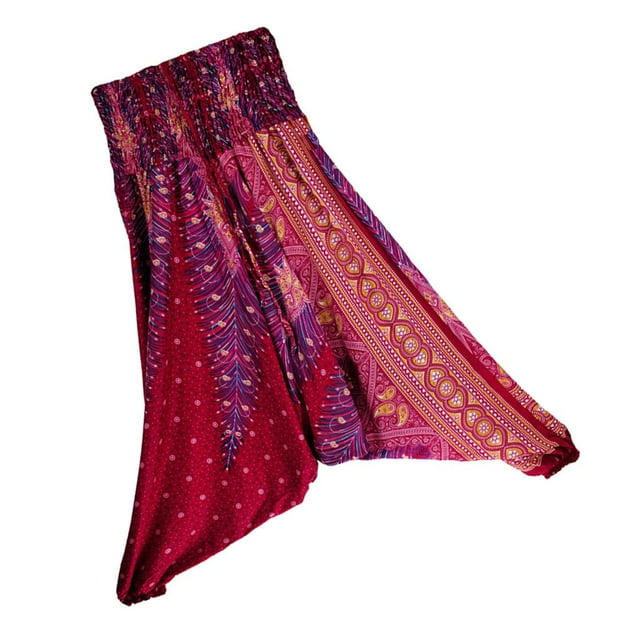 Pantalones De Harén Con Estampado Floral Para Mujer Pantalones De Yoga Boho Pantalones Largos De Playa Rojo Sunnimix Pantalones de harén para mujeres