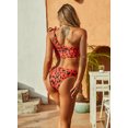 thumbnail image 3 of Liora Womens One Shoulder Two Piece Bikini Sets High Cut Swimwear Swimsuits, 3 of 5