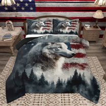 Castle Fairy Children Teenagers Animal Wolf Bedding Comforter Set 2pcs,Vintage American Flag Twin Comforter Sets Microfiber,Smooky Jungle Wildlife Breathable Bedding Set,Breathable Home Decor