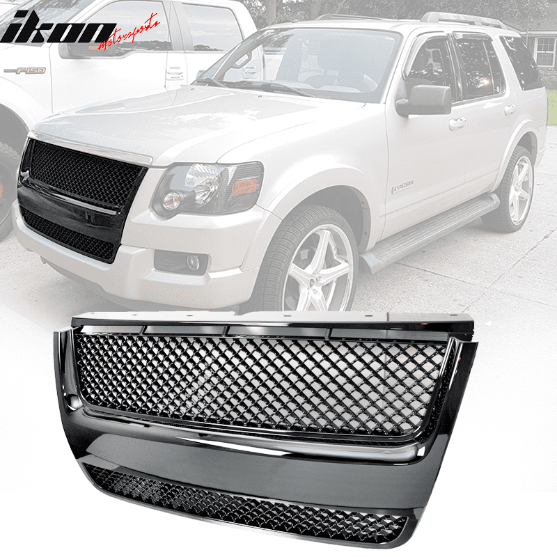 Fit 07-10 Ford Explorer Sport Trac Glossy Blk Mesh Front Bumper Grill Grille ABS Fit 07-10 Ford Explorer Sport Trac Glossy Blk Mesh Front Bumper Grill Grille ABS
