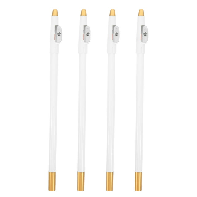 KAKOWELY 4pcs White Barber Pencil Set With Built In Sharpener For Men Women For Hair Detailing Beard Shaping And Eyebrow Defining Makeup Tools,7.09X"X0.31"X0.31"