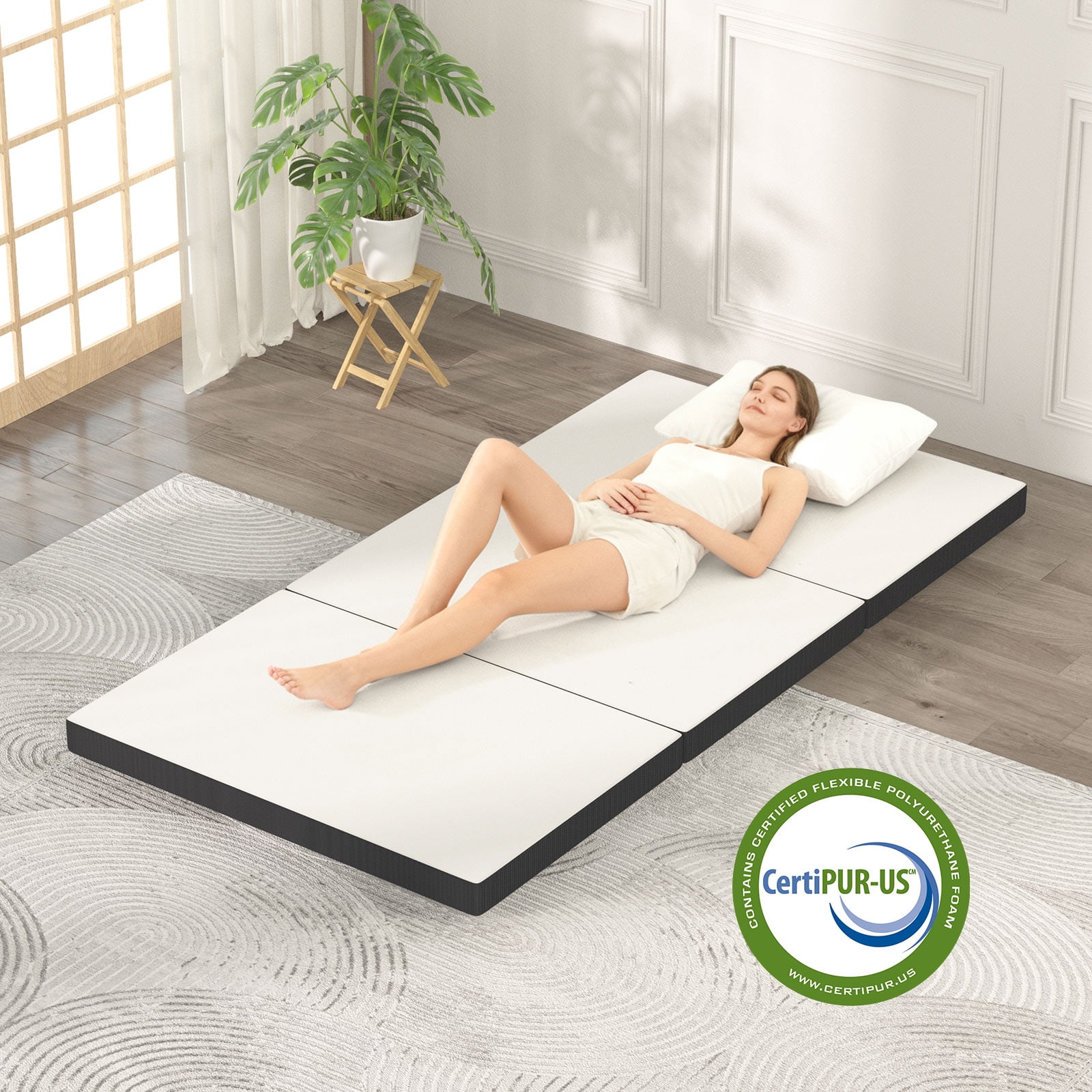 CL.HPAHKL Tri-Folding Mattress 3 inch Twin Memory Foam Mattress, Foldable Mattress with Washable Cover, Portable Mattress for Guest Bed, Camping, Yoga, RV Travel