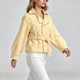 thumbnail image 6 of Enjoytime Cropped Jackets for Women Long Sleeve Notch Lapel Belted Short Trench Coat Fall Fashion Trendy Work Casual Outerwear, 6 of 7