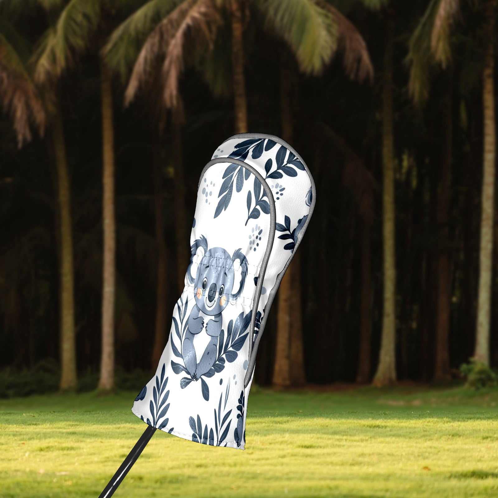 Golf Head Covers - Koala Pattern, Premium Waterproof PU Leather, Plush Lining, Fits Driver/Hybrid, Cute Animal Golf Gift