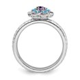 thumbnail image 2 of 925 Sterling Silver Amethyst Blue Topaz Stackable Ring Flower Leaf Gemstone Birthstone February December Multiple, 2 of 7