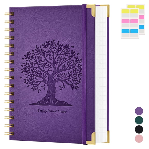 ROBCURSE A5 Spiral Notebook Journal, 300 Pages College Ruled Notebook for Women/men, 100GSM Thick Paper, No Bleed, Hardcover PU Leather Notebook for Writing, Note-Taking, 5.7" X 8.3", Inner Pocket