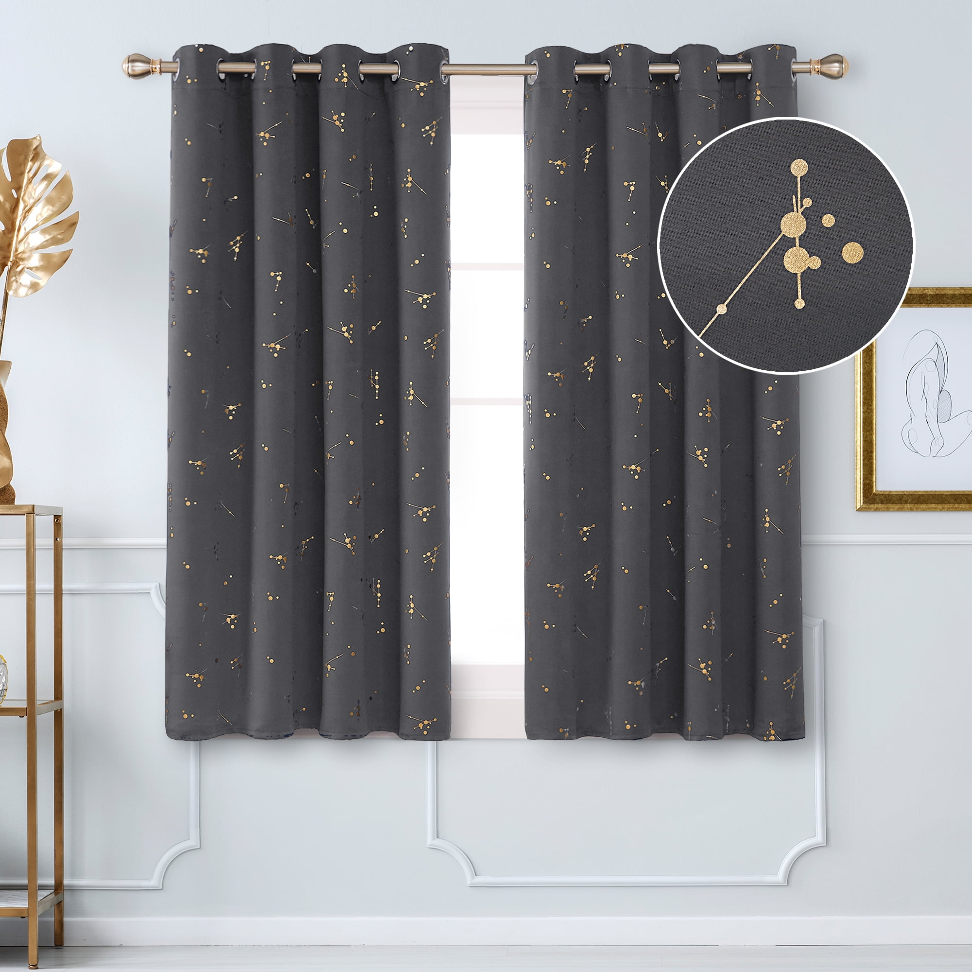 Heavy Fully Lined Pair Eyelet Curtains  Jacquard Ready Made Ring Top Leaf Trail