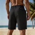 thumbnail image 5 of Thousandth Casual Striped Shorts for Men Summer Beach Shorts with Drawstring Elastic Waist Breathable Shorts Relaxed Loose Fit Flax Lounge Shorts, 5 of 8