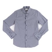 Lucky Brand Mens Dress Shirt Large 16-16 1/2 Gingham Slim Blue L