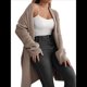 thumbnail image 3 of Cárdigan de Larga de Otoño para Mujer, Moderno Cárdigan de Punto Holgado con Bolsillos y Abertura Frontal para Invierno. Camello XL, 3 of 10
