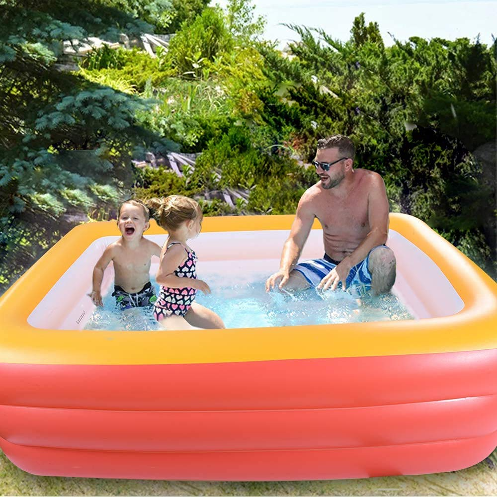 Inflatable Swimming Pool 45" x 10" Sunset Flow 3 Ring Childrens Paddling Play 