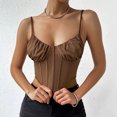 thumbnail image 2 of Elainilye Fashion Corset Tops for Women Solid Color Sexy Sleeveless Corset Bustier Corset Tank Tops Slim Sling Shapewear,Brown, 2 of 7