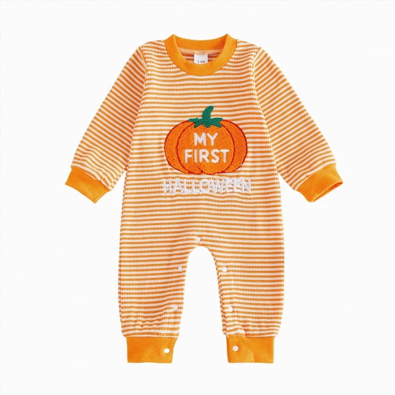 3-6 Months Baby Boys Girls Romper My First Halloween Pumpkin Striped
