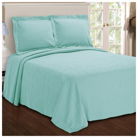 Paisley 100% Cotton Jacquard MatelassÃÂ© Bedspread Set Aqua / King