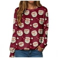 thumbnail image 6 of Kaprioy Sweatshirts for Women Long Sleeve Shirt Pullover Tops Christmas Santa Claus Gift Graphic Holiday Crewneck Fall Fashion Clothing Red, M, 6 of 6