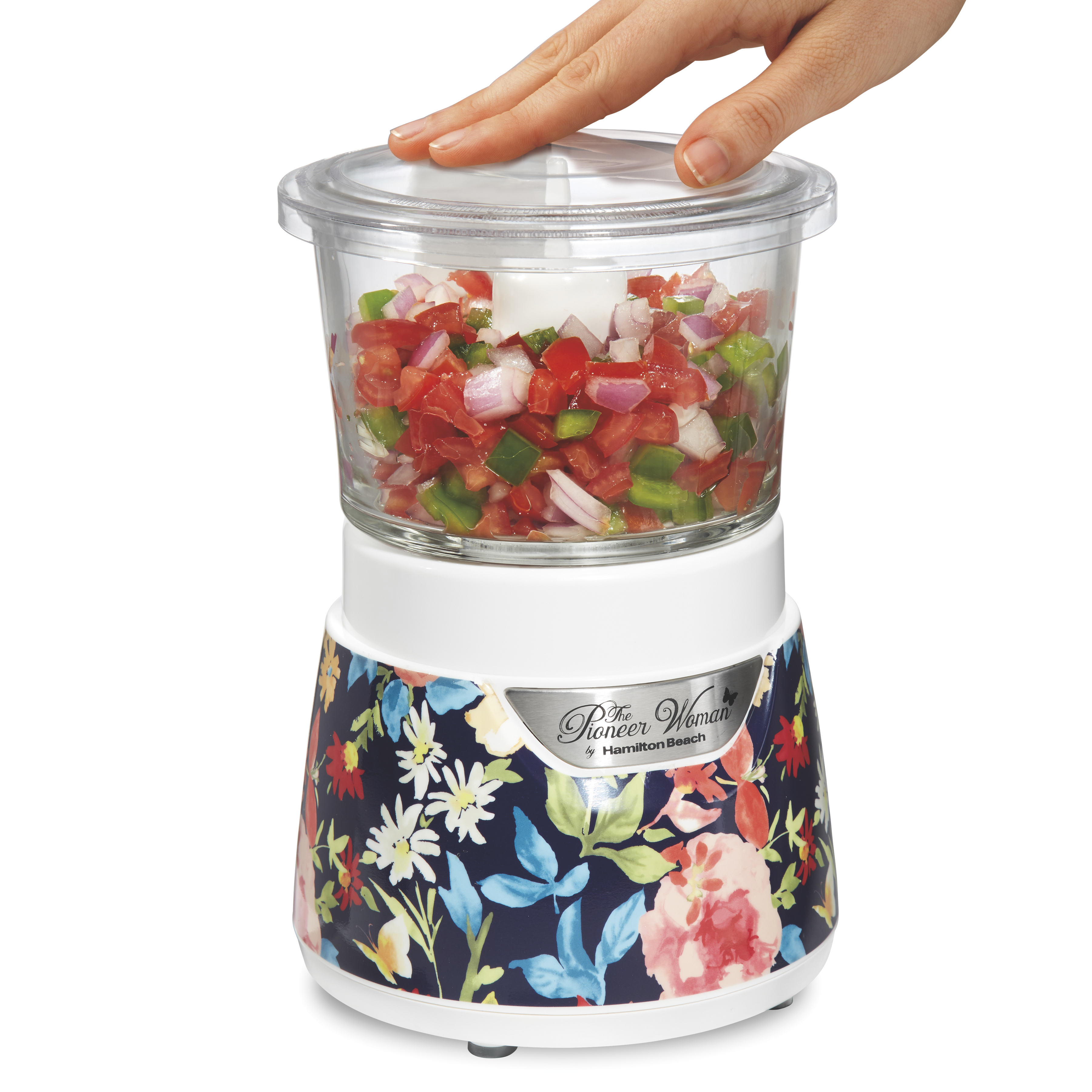 The Pioneer Woman Fiona Floral Stack & Press Glass Bowl Food Chopper, 3 Cup Capacity - image 5 of 5