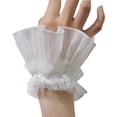 thumbnail image 6 of Simple Detachable Sleeves Cuffs Lace Wedding Flounces Ruffled White Wrist Warmer Ruffled for Sweater Women, 6 of 8