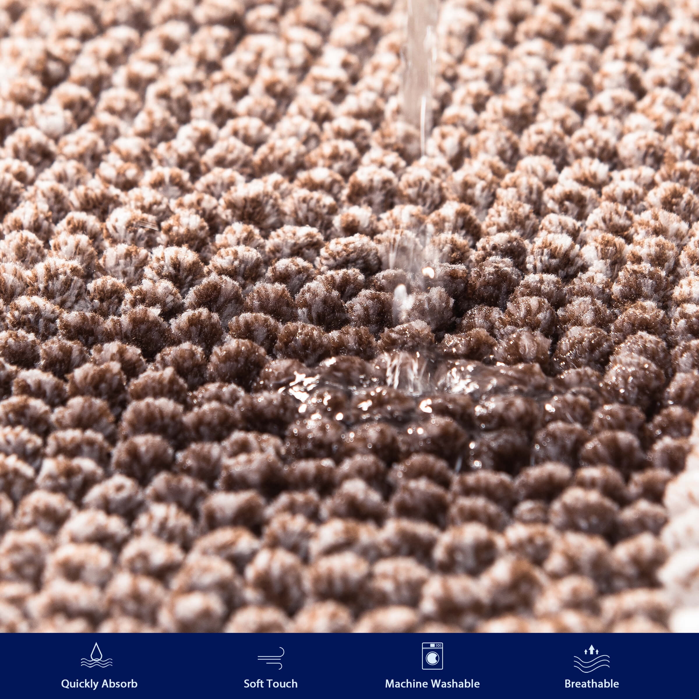 Subrtex Bathroom Rugs Chenille Plush Bath Mat Water Absorbent,16"x24", Coffee