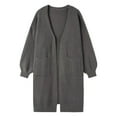 thumbnail image 4 of DHFJKG Women Knit Long Cardigan Sweater Knee-Length Solid Color Open Front Long Sleeve Drop Shoulder With Pocket Coat Fall Winter Soft Cozy Coat, 4 of 4