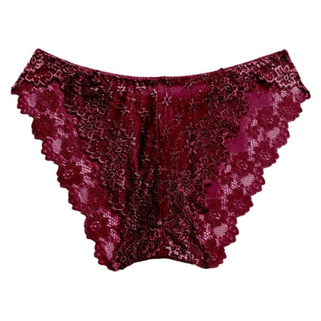 HCURIBAD Panties for Women Clearance Women s Thin Mid Waist Sexy Lace Smooth Semi-Packed Hip Triangle Panties Seamless Underwear Cotton Underwear No Show Underwear  1xLady s Panty Wine One Size