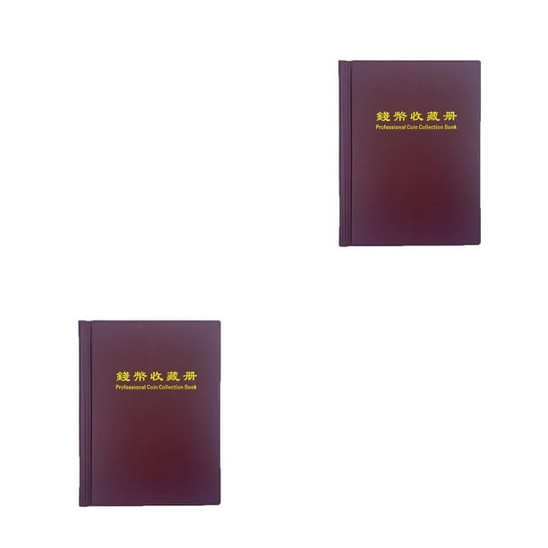Naiovety Minicolección de monedas conmemorativas de 52mm y 60 bolsillos, libro Protector de almacenamiento, fichas portátiles, álbum de Rojo oscuro 2piezas