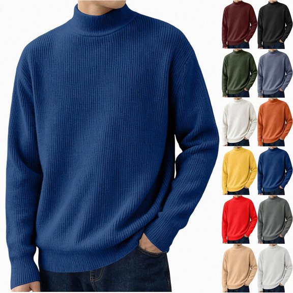 Babcutegg Big and Tall Mens Mock Neck Sweater Ribbed Knit Long Sleeve Soft Comfy Fall Winter Casual Pullover Sweaters Size L