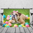 thumbnail image 2 of ABPHOTO Polyester 7x5ft Bulldog Backdrop Cute Bulldog Colorful Balloon Green Grass Photography Background and Studio Photography Backdrop Props, 2 of 5