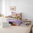 thumbnail image 6 of jejeloiu Lavender Flower Highland Cow 7 Pieces Bedding Comforter Set Kids,Dreamy Farm Print Full Bedding Set,Reversible, 6 of 7