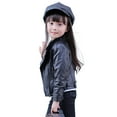 thumbnail image 4 of WOYY Stylish Leather Jacket for Girls Lapel Short Outerwear Pu Coat, Sizes 4-5T, 4 of 4