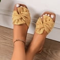 thumbnail image 6 of Women's Flat Sandals, Trendy Square Toe Slide Sandals with Oversized Pleated Bow, Dressy Slippers, Comfortable Leatherette Footbed, Summer Casual Beach Shoes for Vacation, US Size: 5-10, 6 of 9