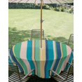 thumbnail image 3 of Outdoor Tablecloth with Umbrella Hole Zipper Blue Green Yellow Striped Round Tablecloth 54" Waterproof Outside Table Cloth Modern Stripes Art Farmhouse Patio Table Cover Tablecloths for Picnic Party, 3 of 8