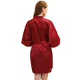 thumbnail image 4 of Defitshape Women's Satin Robe Sexy Short Silk Bath Robe Soft Comfy Lightweight Short Sleeve Sleeping Bathrobe Thin Summer Kimono Robe Wedding Party Bride Bridesmaid Sleepwear Amaranth Medium, 4 of 4
