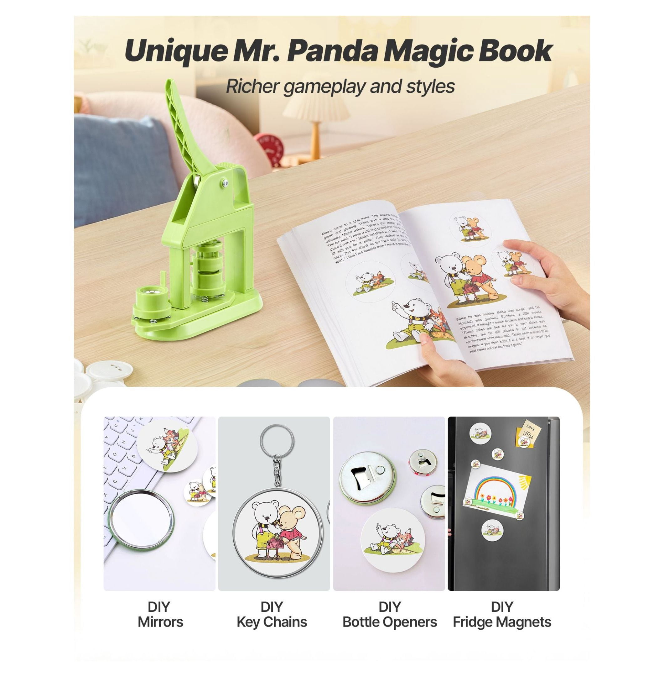 Button Maker Machine 0.98in - DIY Pin Button Maker Kit with 500 Parts, Circle Cutter & Tools - for Badges, Personalized Gifts, Crafts