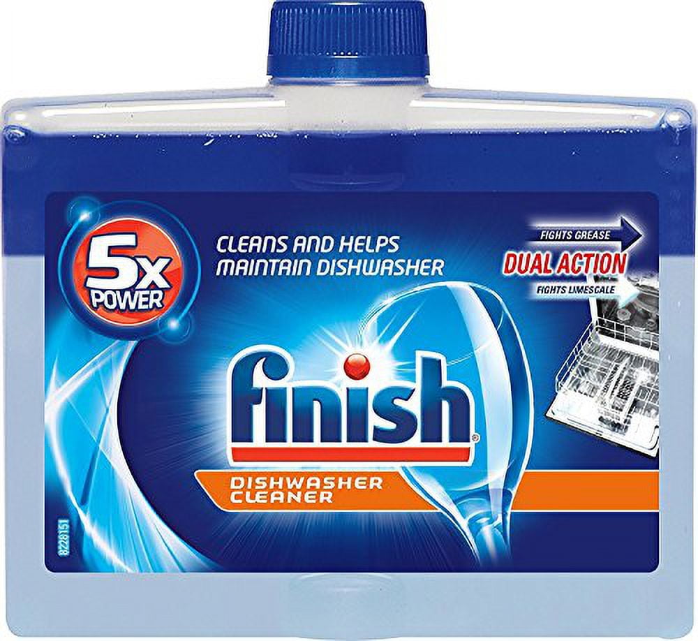 Finish Dishwasher Machine Cleaner, 8.45 fl oz Bottle, Dual Action to Fight Grease & Limescale (Pack of 4)