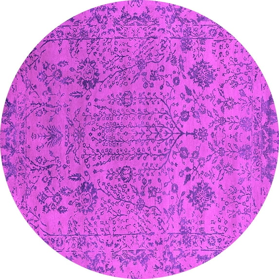 Ahgly Company Indoor Round Oriental Pink Industrial Area Rugs, 3' Round