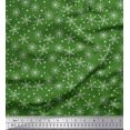 thumbnail image 1 of Soimoi Green Viscose Chiffon Fabric Snow Flakes & Star Fabric Prints By Yard 42 Inch Wide, 1 of 3