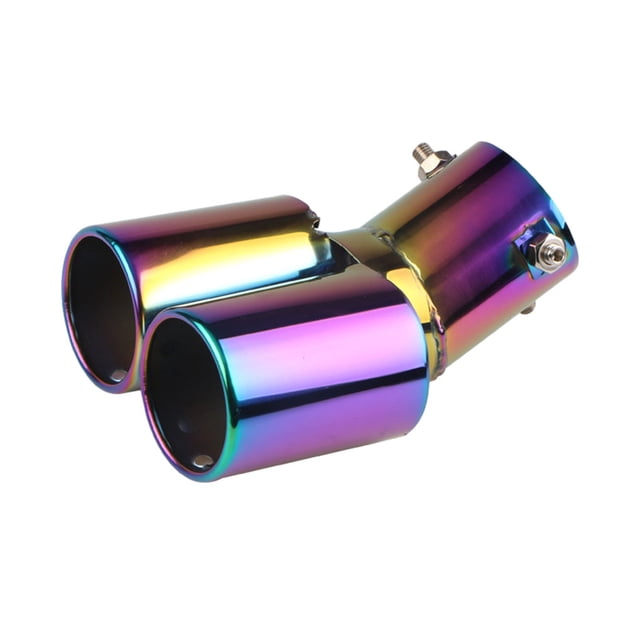 Kenally Silenciador de escape Universal para coche, punta redonda de acero inoxidable, revestimiento de garganta trasera, puntas de tubo de Accesorios para motos Curva/Colorido