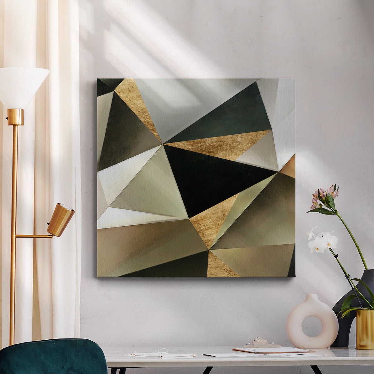 Wexford Home Gold Polygon Wall II-Premium Gallery Wrapped Canvas, 10" x 10" - Ready to Hang