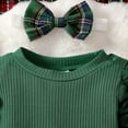 thumbnail image 5 of SYMOID Kids Girl Christmas Outfit Set - 3-Piece Green Knit Cotton Top, Plaid Pleated Skirt & Bow Headband, Soft Breathable for 6-24 Months Kids Holiday/Fall Winter Wear,Size 18 Months, 5 of 8