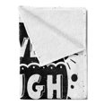 thumbnail image 2 of Live Laugh Love Soft Flannel Fleece Throw Blanket, Air Balloon Clouds Sun Hipster Illustration Philosophy Motto, Cozy Plush for Indoor and Outdoor Use, 50" x 70", Black and White, by Ambesonne, 2 of 5