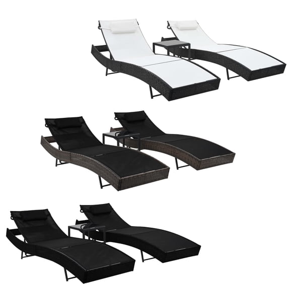vidaXL Patio Lounge Chairs with Adjustable Backrest Sunloungers Textilene