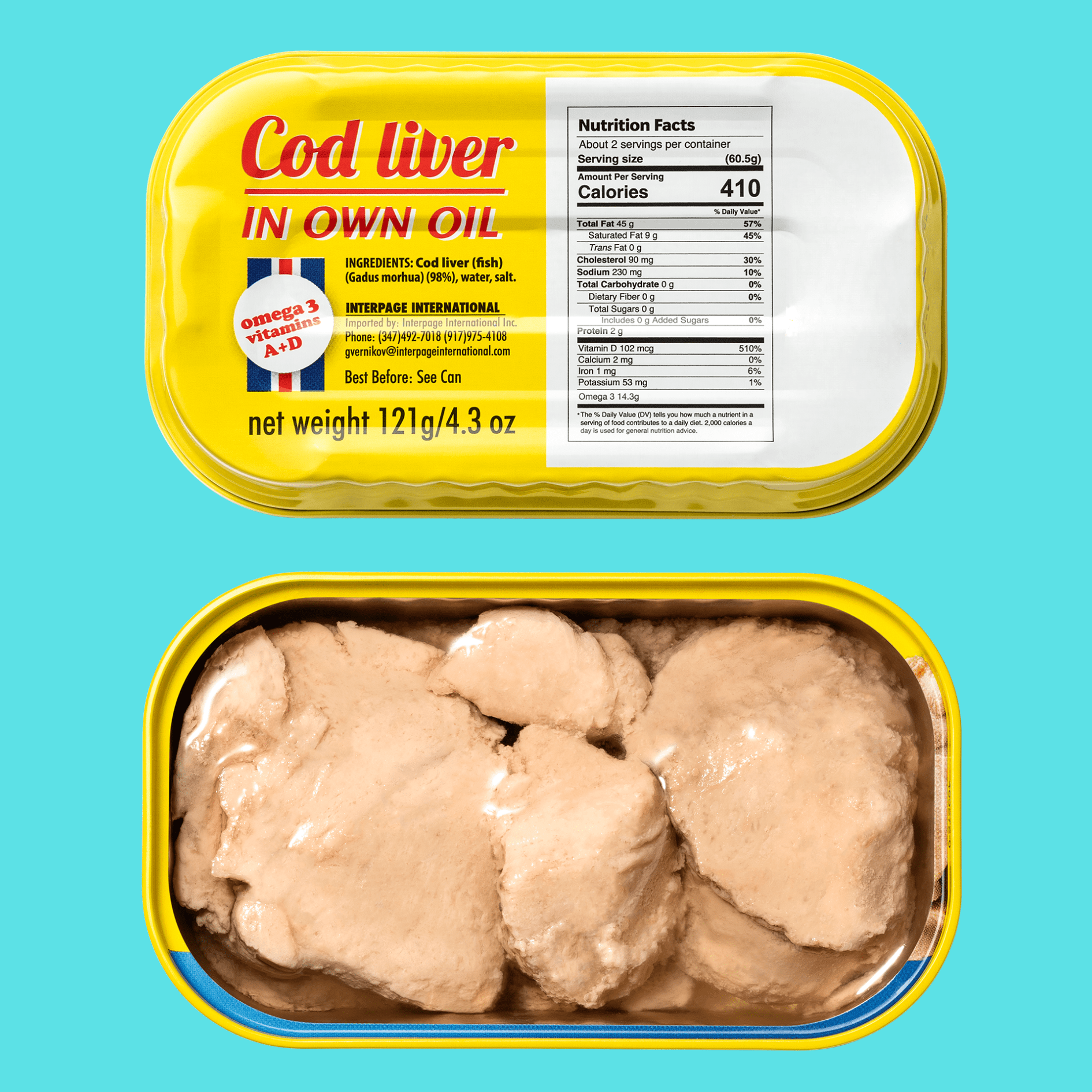 Foie Gras of the Sea Icelandic Cod Liver in Own Oil 121g/4.3 oz (pack of 12)