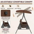 thumbnail image 5 of AECOJOY Steel Outdoor Patio Canopy Adjustable Steel Porch Swing Chair with Cover, Brown, 5 of 8