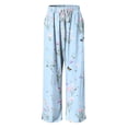 thumbnail image 6 of felwors Women's Floral Print Wide Leg Sweatpants – Soft Lounge Joggers with Drawstring Waist & Pockets, Casual Comfort Fit for Home, Travel & Everyday Wear（Light Blue， L）, 6 of 8