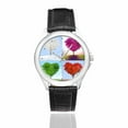 thumbnail image 2 of SUNENAT Valentine Love Heart Tree Four Seasons Women's Black Leather Strap Watch Waterproof Classic Watches, 2 of 5