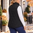 thumbnail image 3 of Cmfcve Womens Plus Size Quilted Vest Stand Collar Sleeveless Puffer Jacket Full Zip Fall Winter Casual Layering Outerwear, 3 of 5