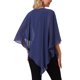 thumbnail image 3 of INSPIRAR CHIC Blusa Flowy para Mujeres con Cuello en V de Chiffon Ligero Camisas Elegantes Asimétricas de Doble Capa Top de Otoño M Azul Oscuro, 3 of 6
