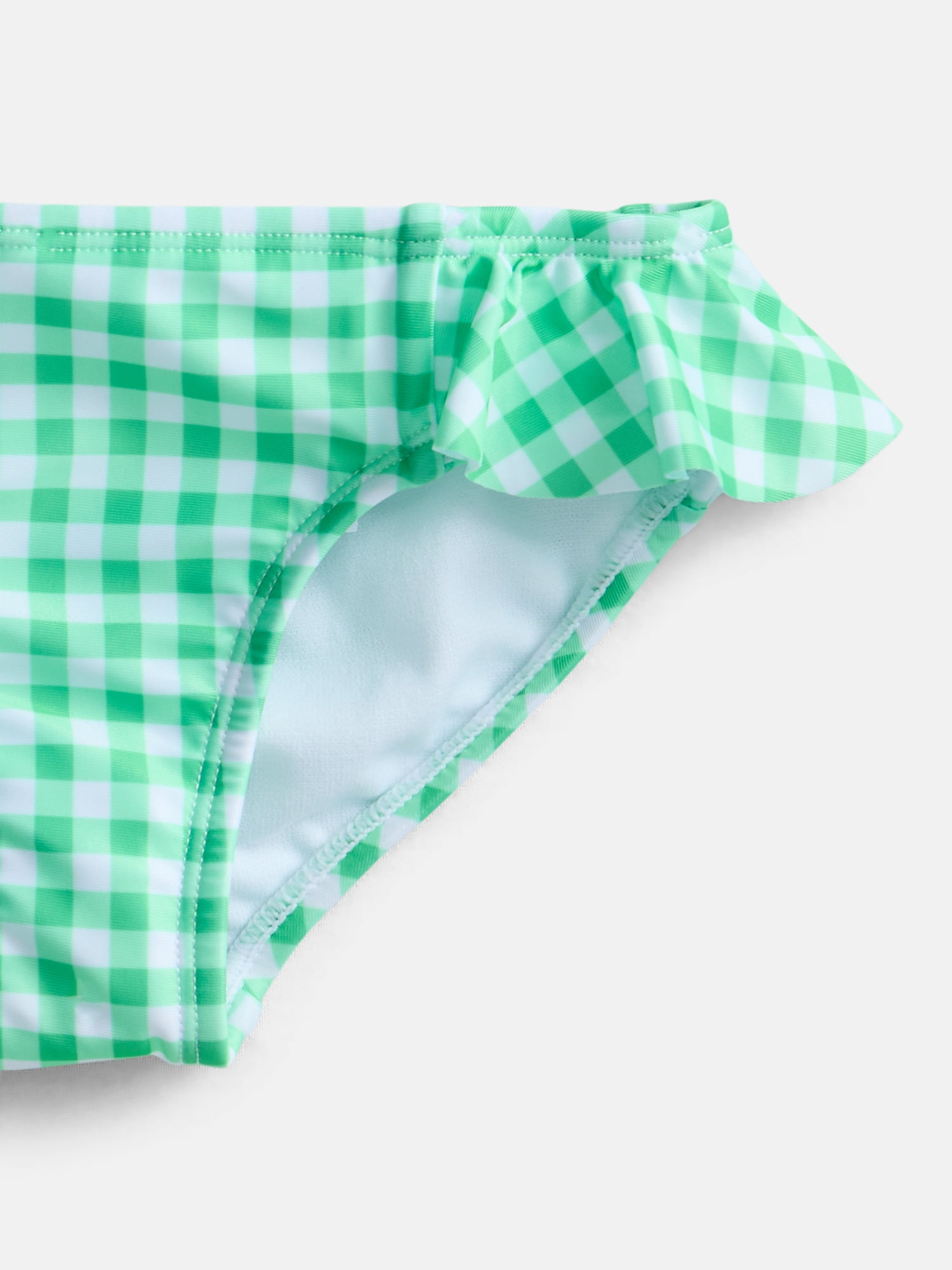 Wonder Nation Girls Ruffle Garden Gingham Bikini with UPF 50, 2-Piece Swim Set, Sizes 4-18