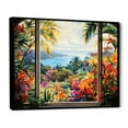 thumbnail image 3 of Designart "Windows View Blooms Tropical Serenity IV" Extra Large Coastal Framed Wall Art - Coastal Green Coastal Windows Bedroom Framed Canvas Wall Art, 3 of 7