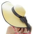 thumbnail image 2 of Pavied Sun Hats Beach Hats Women Big Brim Straw Hat Sun Floppy Wide Brim Hats New Bowknot Folding Beach Cap Straw Hats Wide Brim Hats Beige One Size, 2 of 3